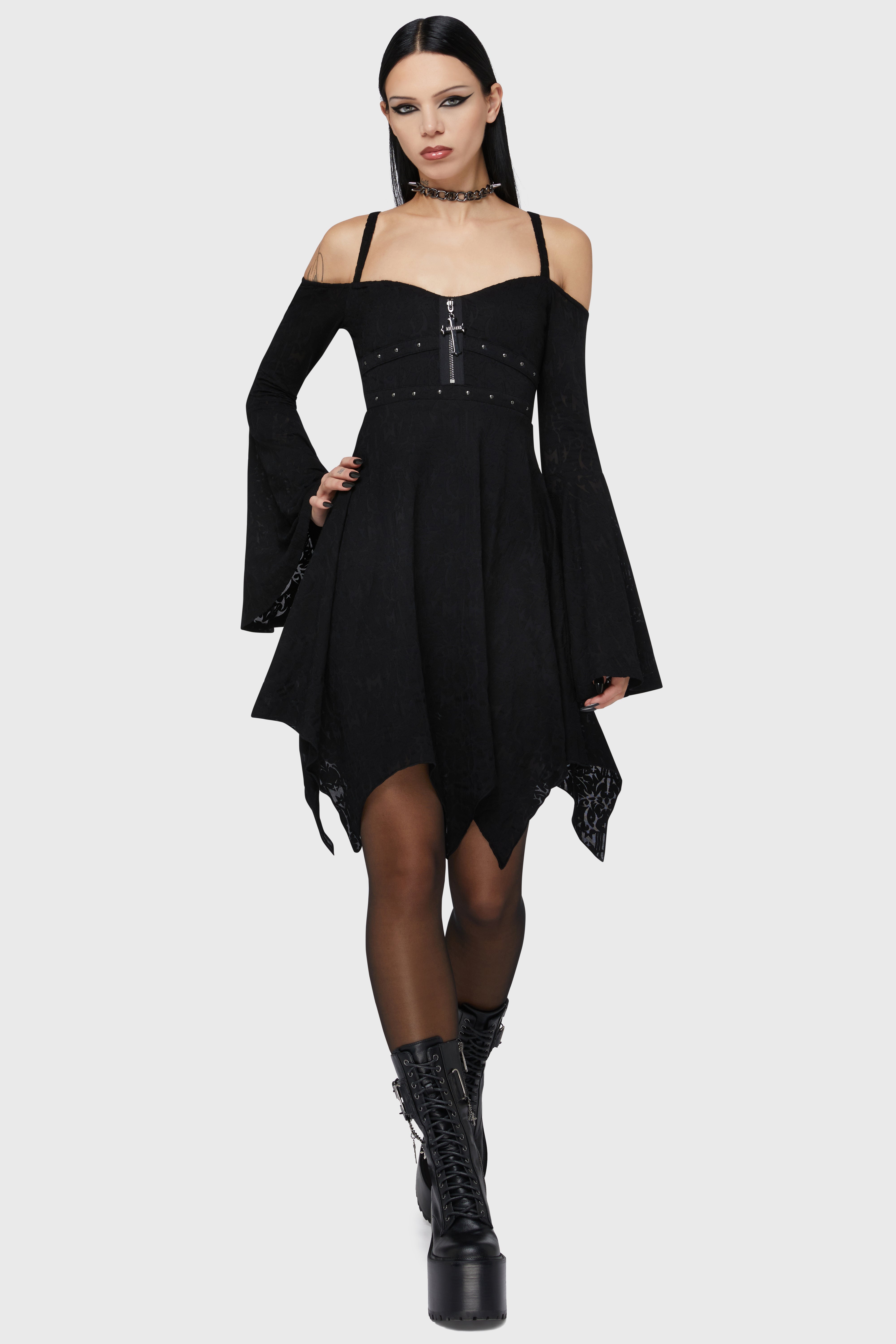 Black Damask Mini Dress - 4XL / Black Black Damask Mini Dress - 4XL / Black