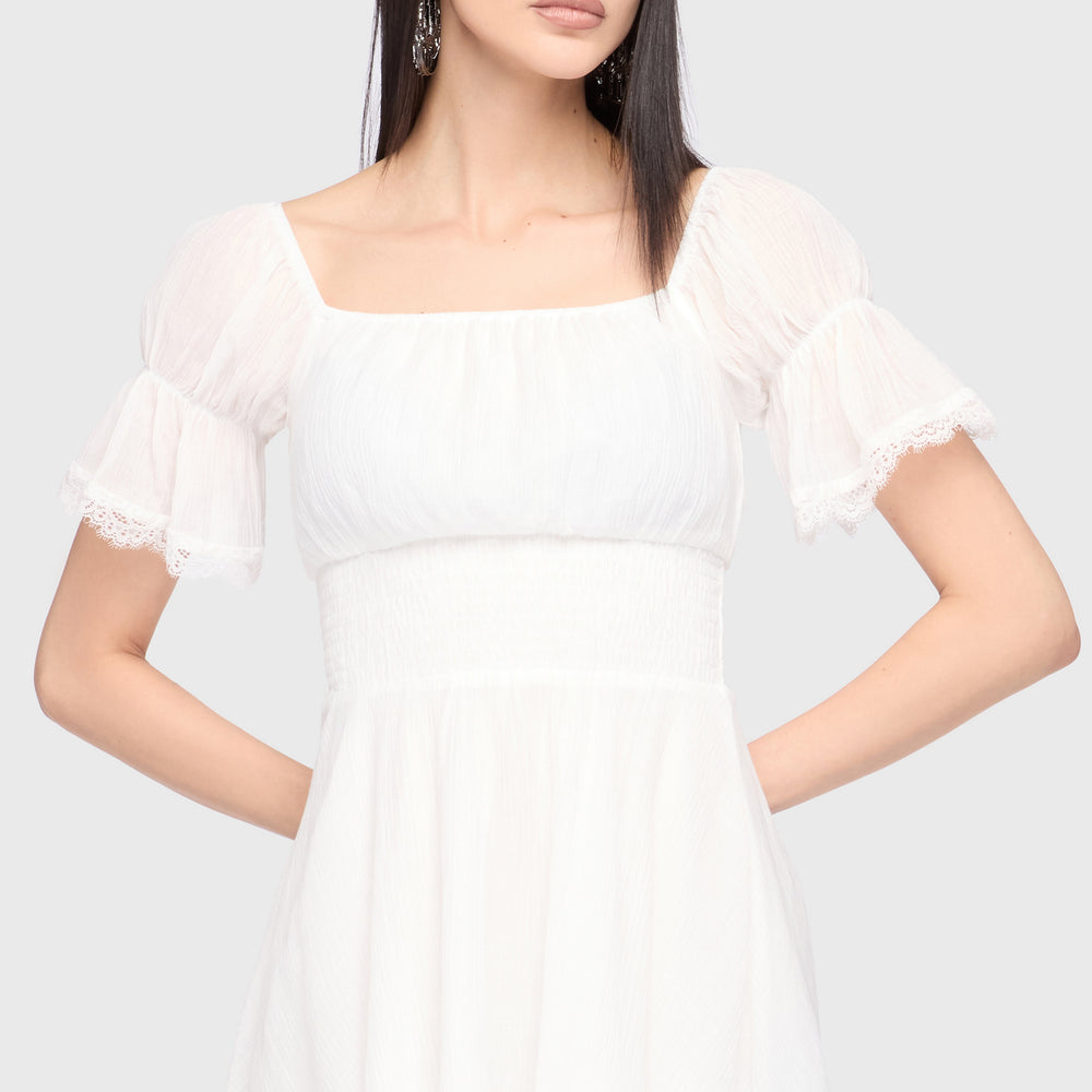 Celestial Night Off The Shoulder Mini Dress [White]