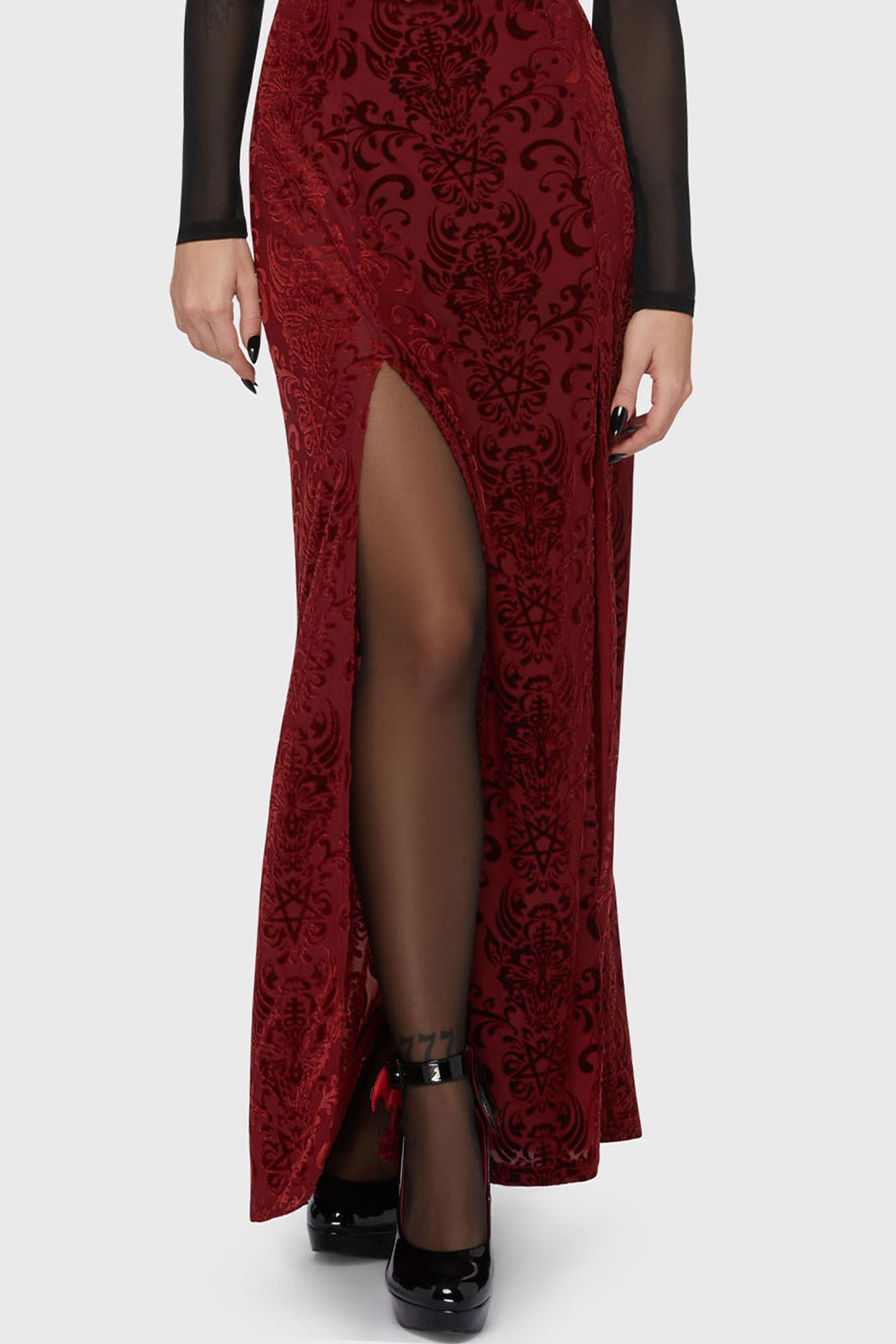 Crimson Bloodlust Maxi Skirt Killstar crimson-bloodlust-maxi-skirt-killstar
