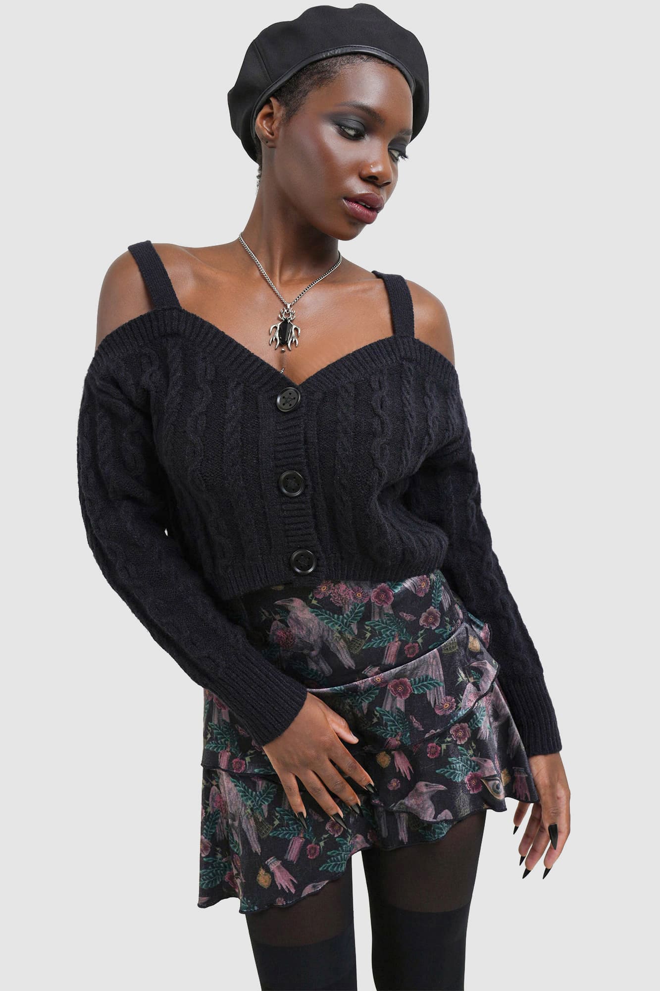 Crop Top Vaudou Killstar - Taille Medium - Occasion Très Bon état - Noir, Viscose/élasthanne
