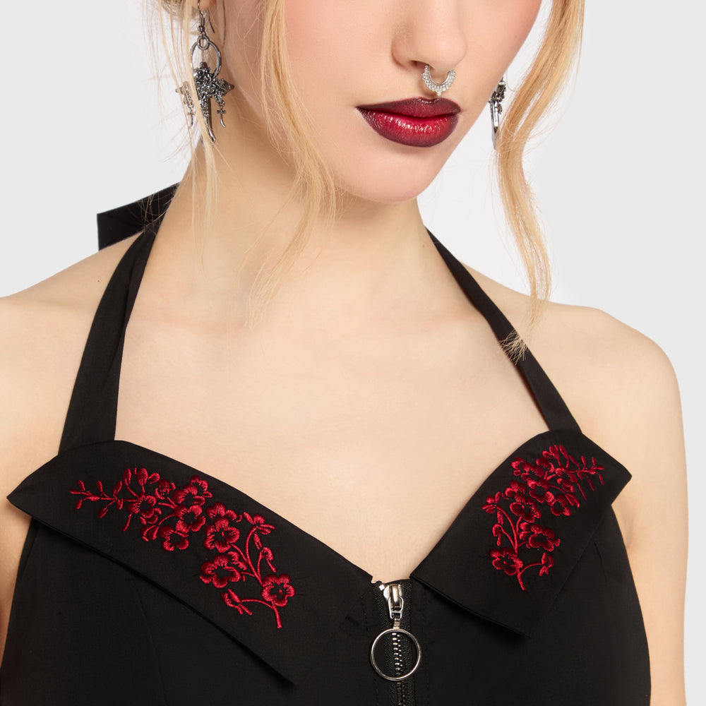 black and red halter dress Devil's Darling Neck Mini ‐ KILLSTAR Halter neck