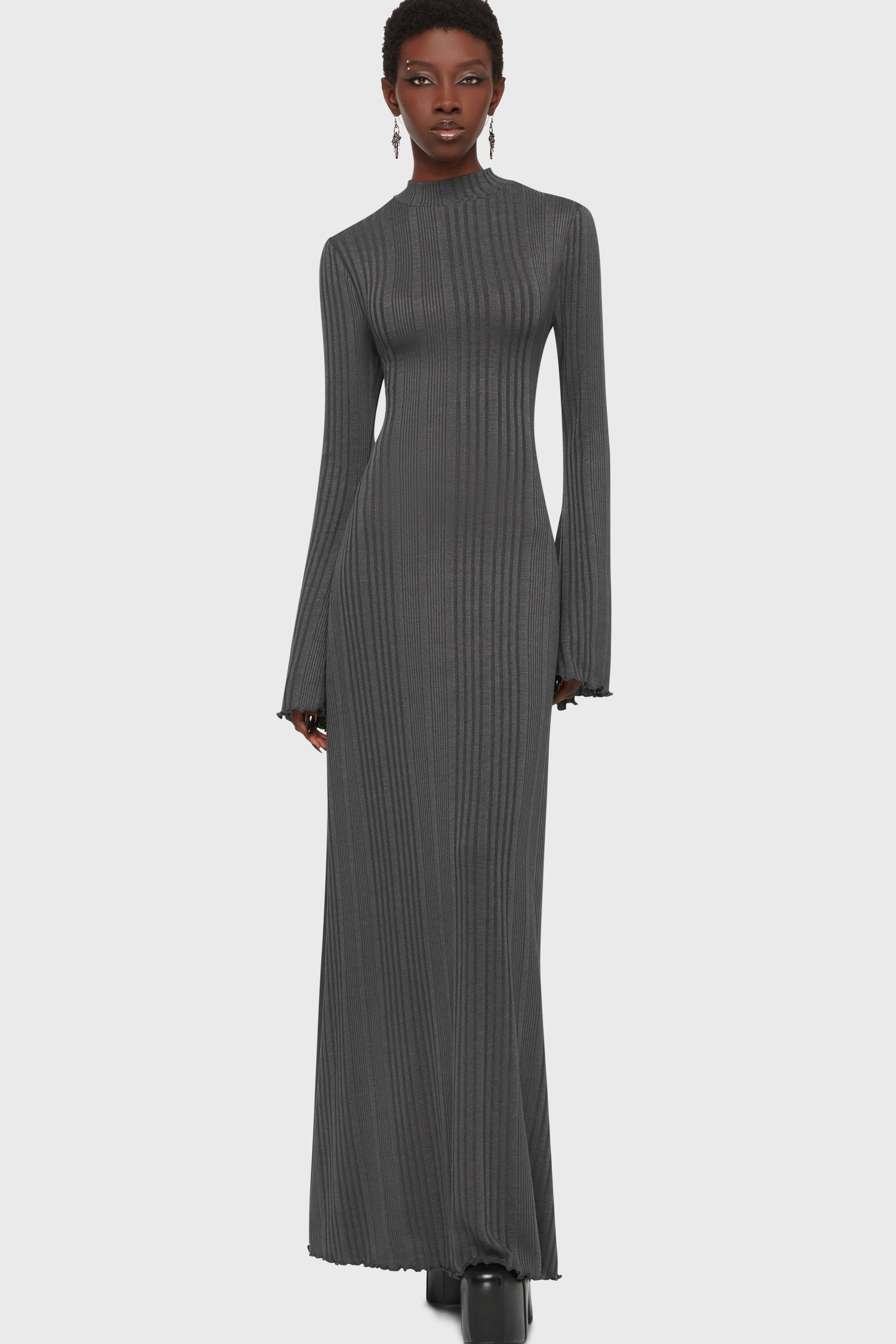 grey formal maxi dress Strapless Draped Two Piece Maxi Dress Grey