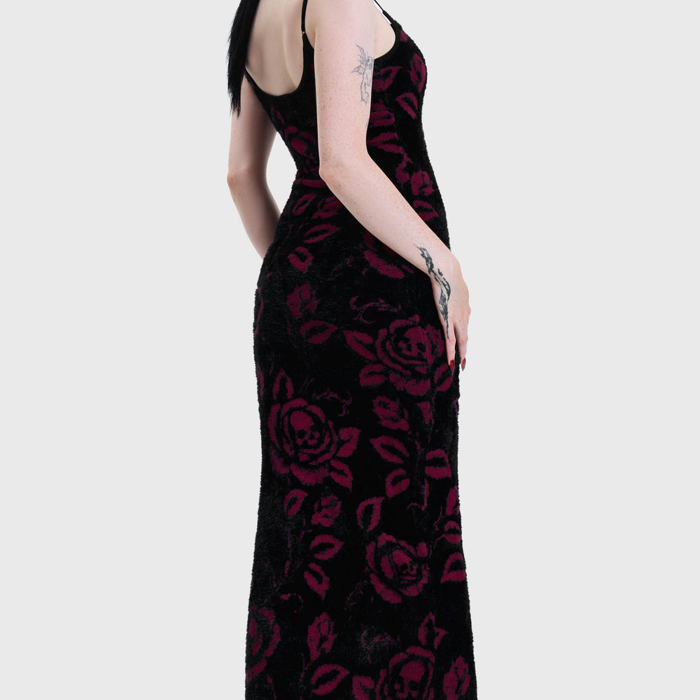 black and purple dress for funeral Rose Knitted Maxi ‐ KILLSTAR Size:46 Regular Jacket Style_Strapless Luxurious Black Fabric Black Sparkly Prom Dress