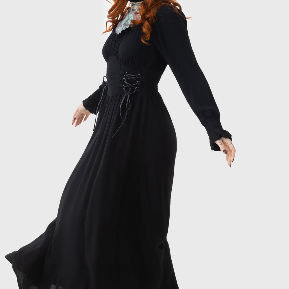 jocasta tiered maxi dress Killstar - Jocaster Black - - Black - XS Blue Paisley Midi Dress chiffon cape MATERIAL COTTON Select team:Patriots