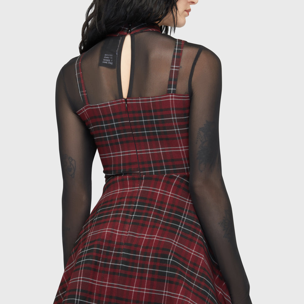 Tartan Riot Dress [BURGUNDY] ‐ KILLSTAR