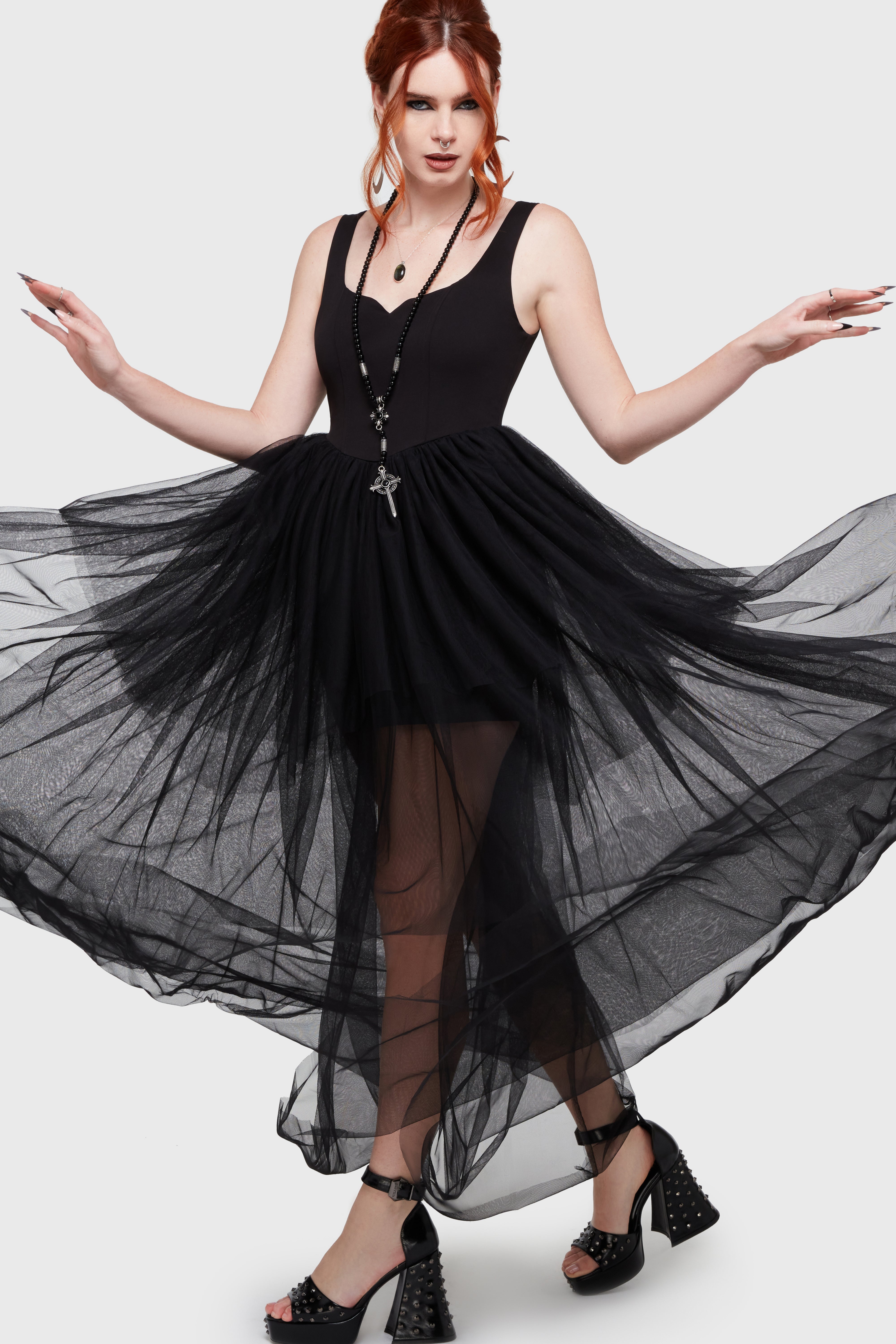 maxi black tulle dress Under The Candle Light Maxi Dress [Black]