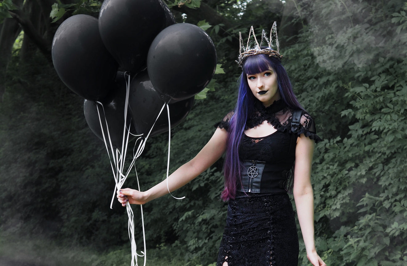 Girl Black Balloons