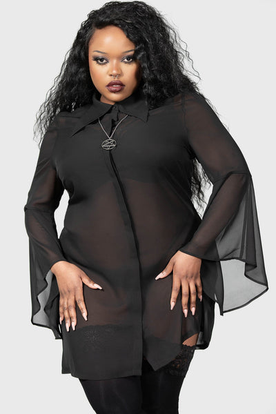 Plus size sheer shops shirt dress