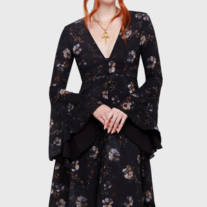 Autumna's Night Midi Dress