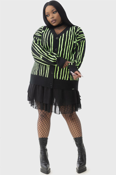 Beetlejuice Beetlejuice Beetlejuice Intarsia Cardigan