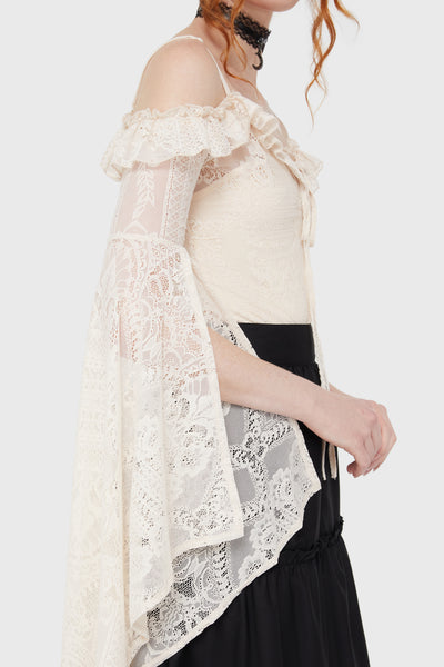 Breathless Lace Bardot Top [IVORY]