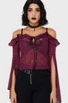 Breathless Lace Bardot Top [Plum]