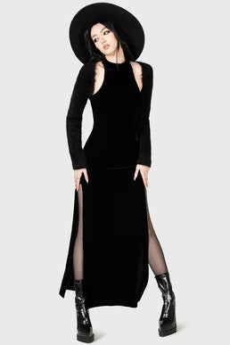 Destiny Burgundy Red Velvet High Low Sleeveless Gothic Dress Punk