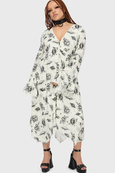 celestial midi dress CELESTIAL BEAUTY WOVEN MIDI DRESS