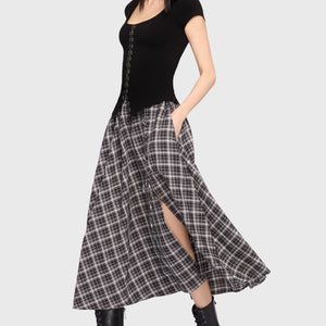 Chapel Blessing Plaid Midi Skirt