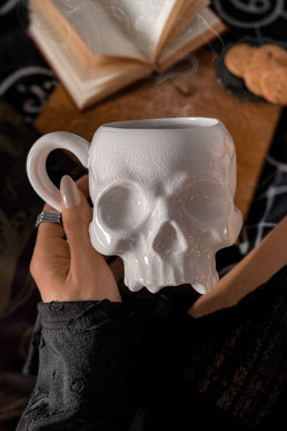  2 Pack Midnight Skull Large Coffee Mugs with Spoons