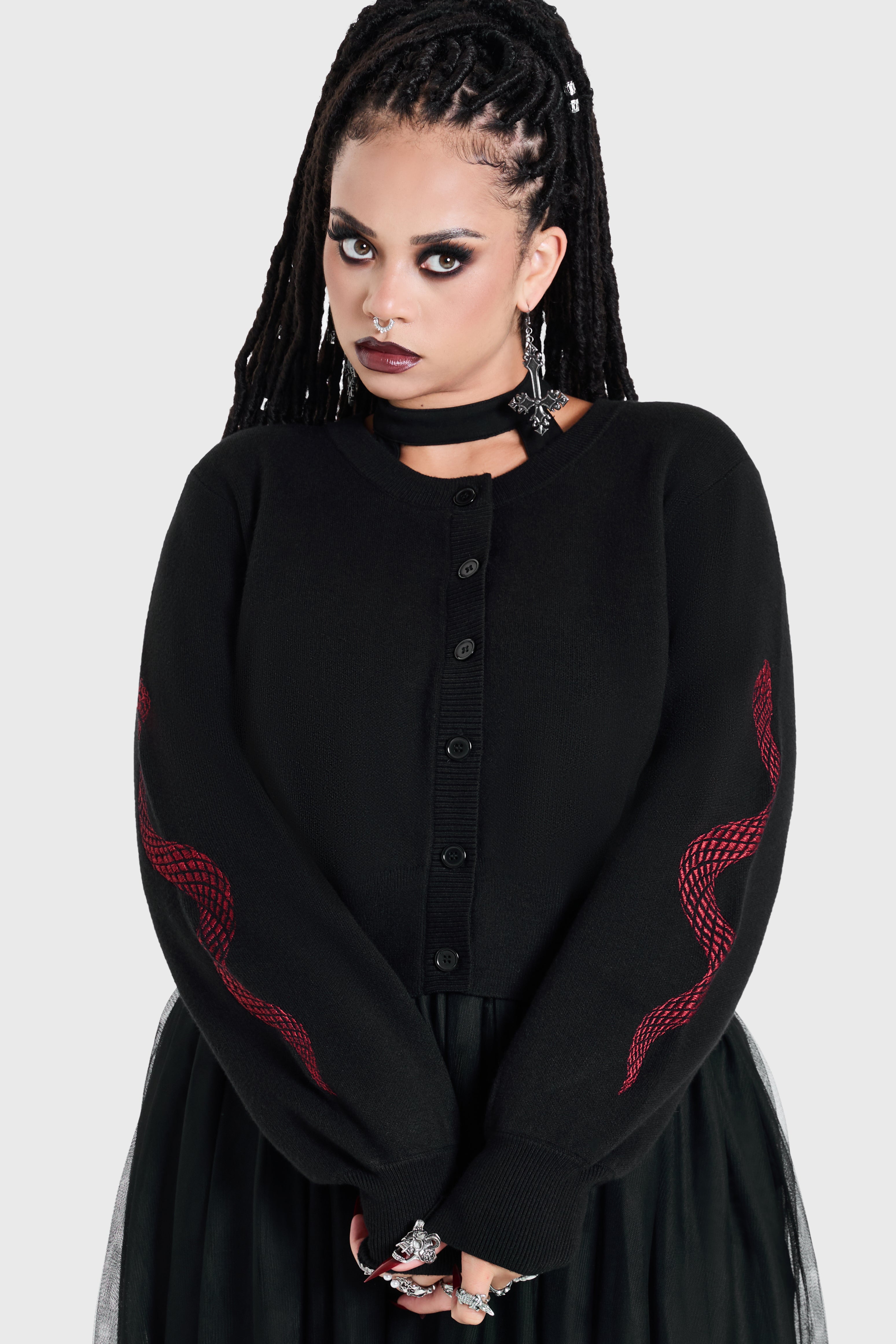Crimson Viper Knitted Cardigan ‐ KILLSTAR