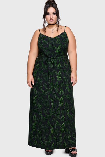 green and black maxi dress Black And Green Printed Maxi Dress With Pockets