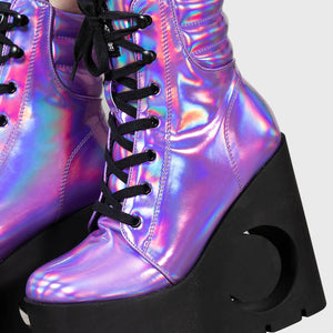 Diana Crescent Wedge Boots [PURPLE HOLOGRAPHIC]