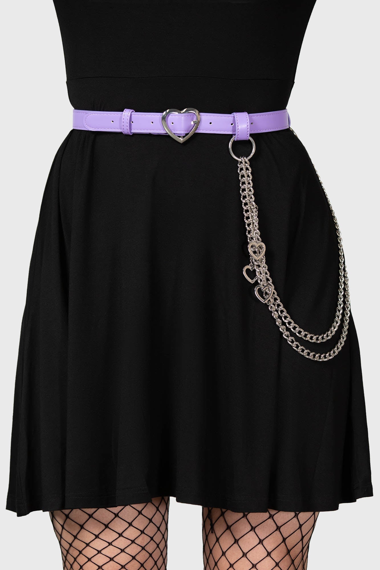 ASOS Asos Heart Shape Buckle Belt with Chain Detail in Black