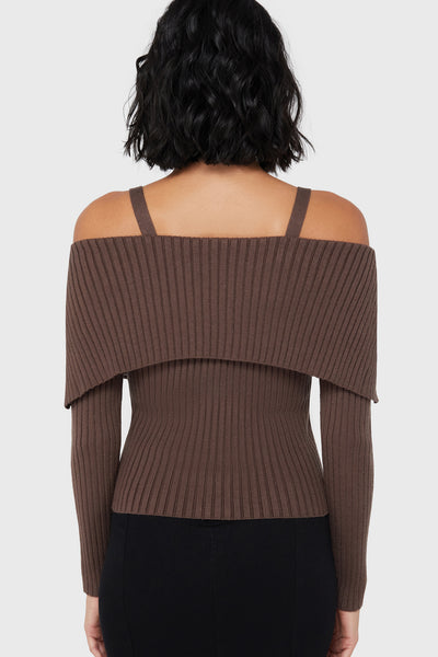 Dusk Empress Knit Top [Brown]