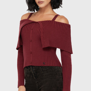 Dusk Empress Knit Top [Red]