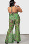 Emerald Sugar Mesh Flare Trousers