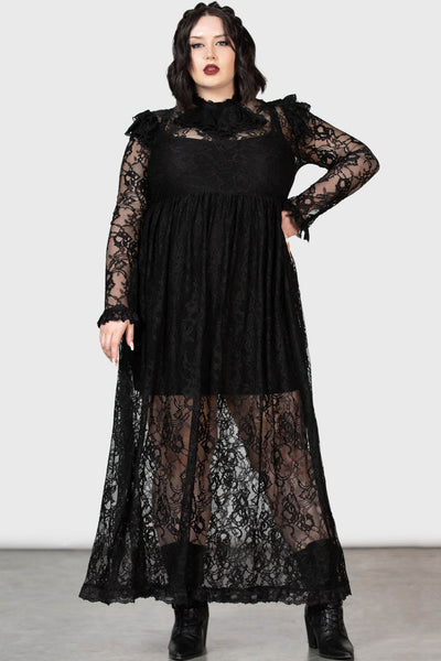 Free People Shadow Lace Maxi Dress in Black