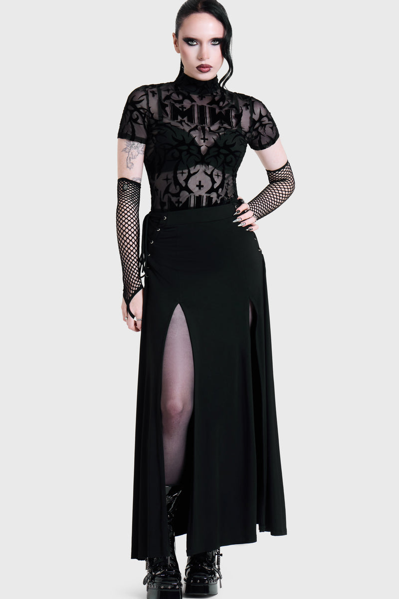 ETERNALLY YOURS FLOCKED MESH TOP