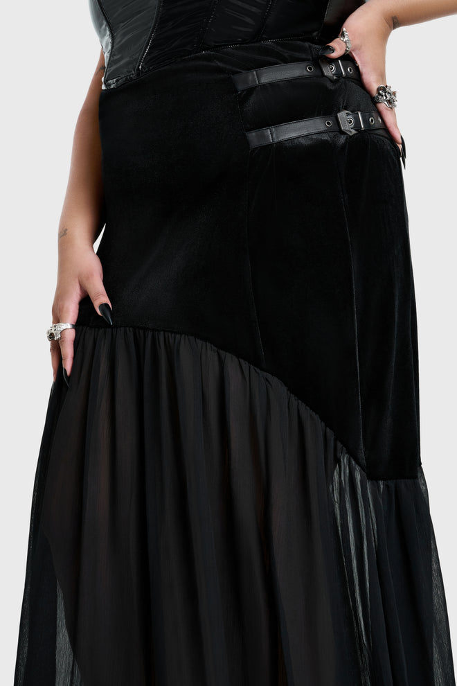 Estria Hex Chiffon Maxi Skirt