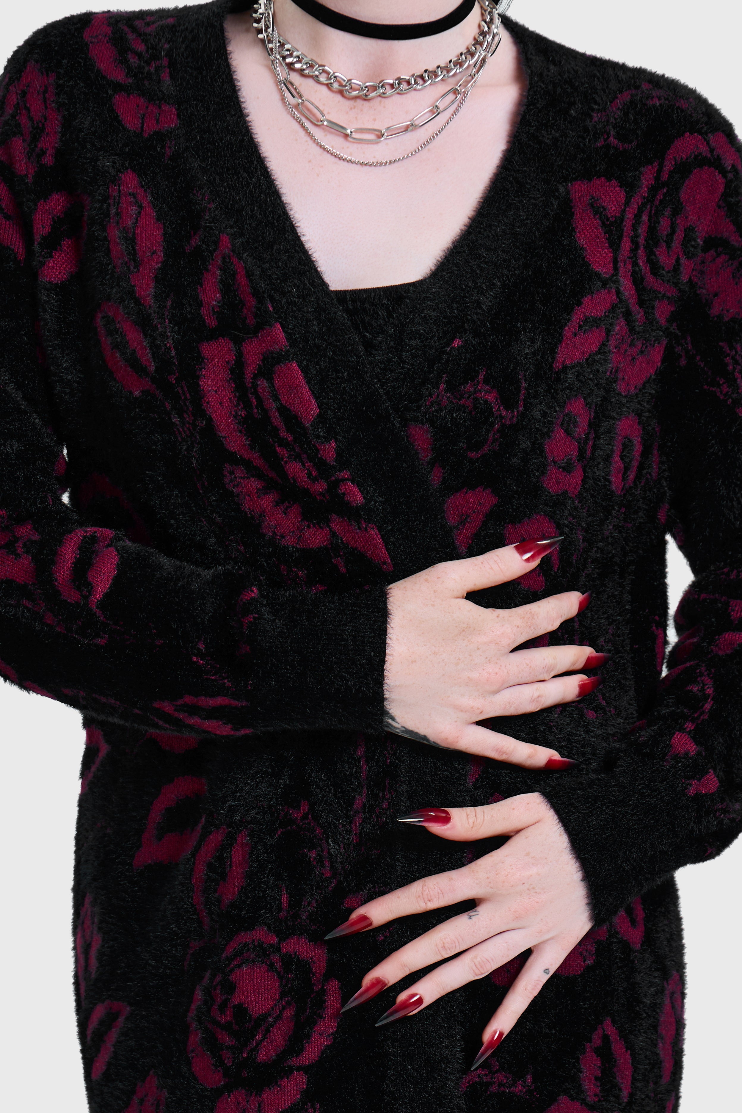 Funeral Rose Knitted Cardigan ‐ KILLSTAR