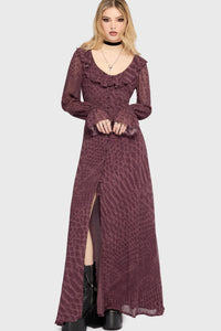 Gaia Adorned Ruffle Maxi Dress