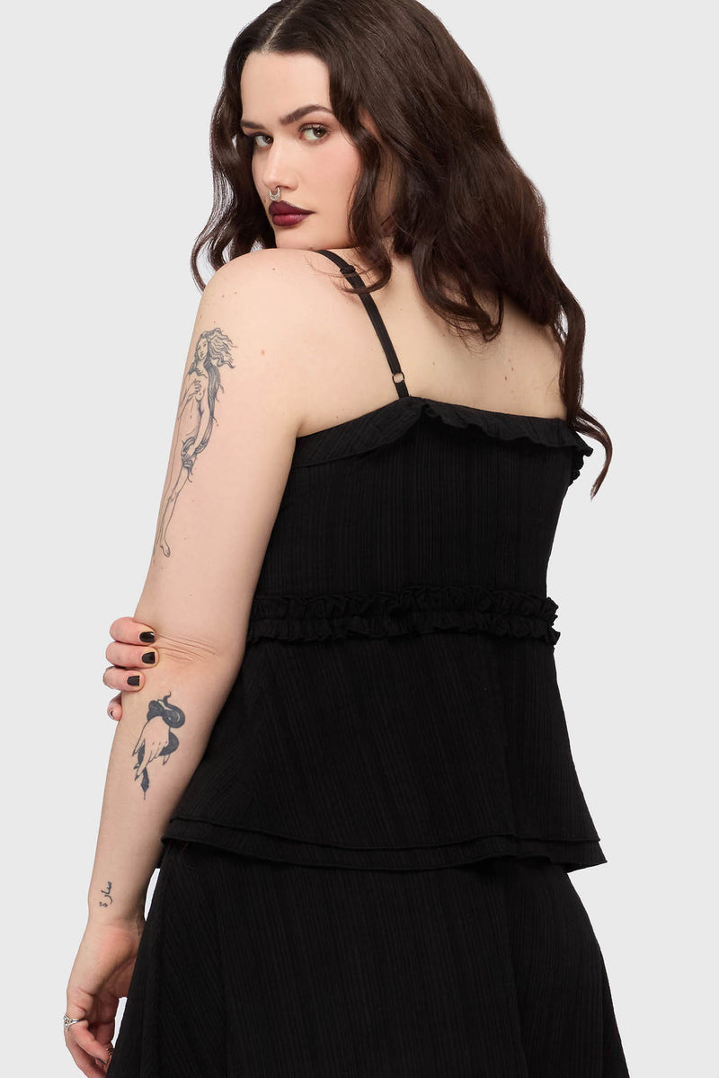 Gaia Adorned Tie Front Vest Top