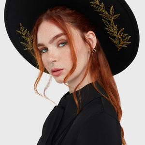Gold Fern Witch Brim Hat