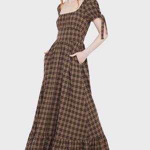 Grim Gretchen Dress [BROWN TARTAN]