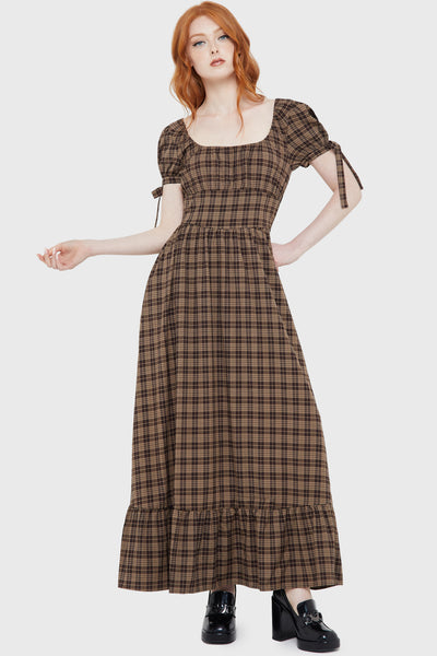 Grim Gretchen Dress [BROWN TARTAN]