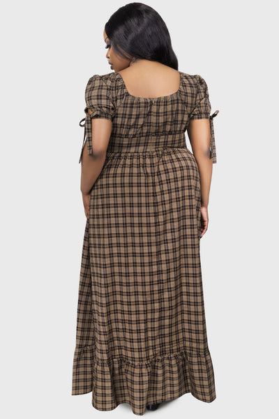 Grim Gretchen Dress [BROWN TARTAN]