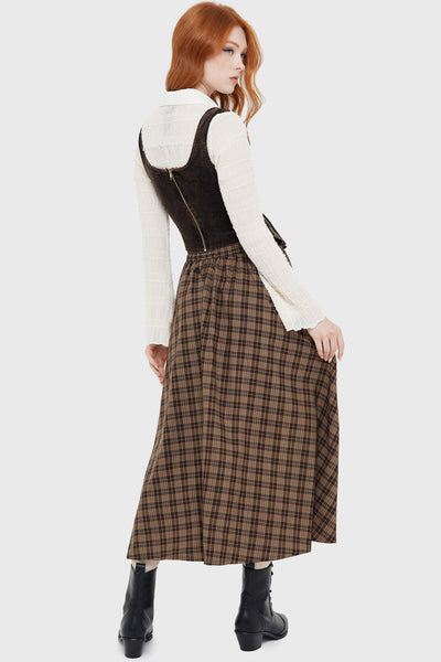Haven Hollow Skirt [BROWN TARTAN] | Killstar