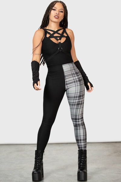Black & Yellow Stretched Checkerboard Leggings