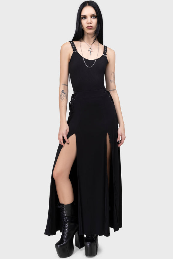 Killstar X Elvira Yours Cruelly Maxi Skirt Black