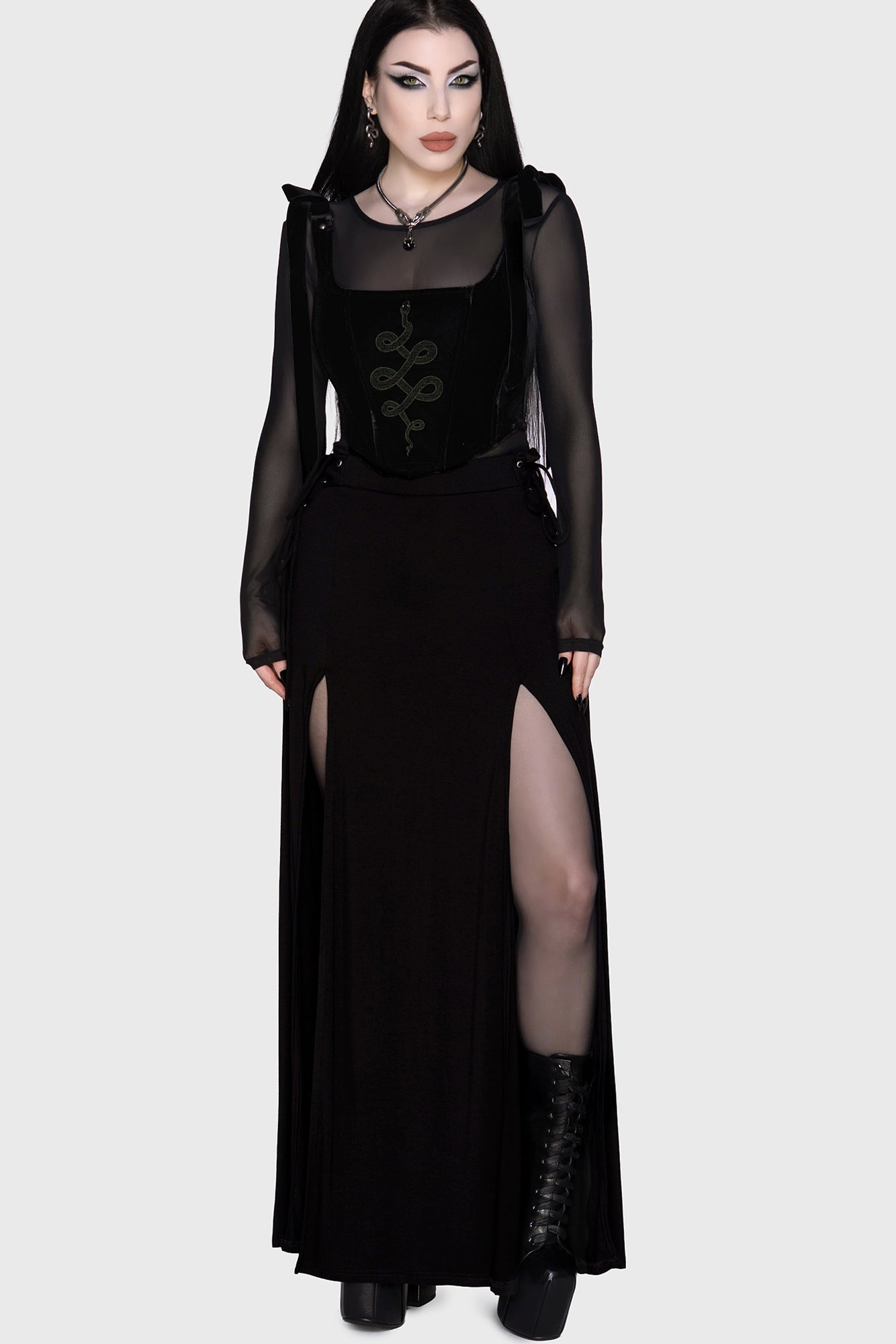 Hellverina Split Maxi Skirt ‐ KILLSTAR