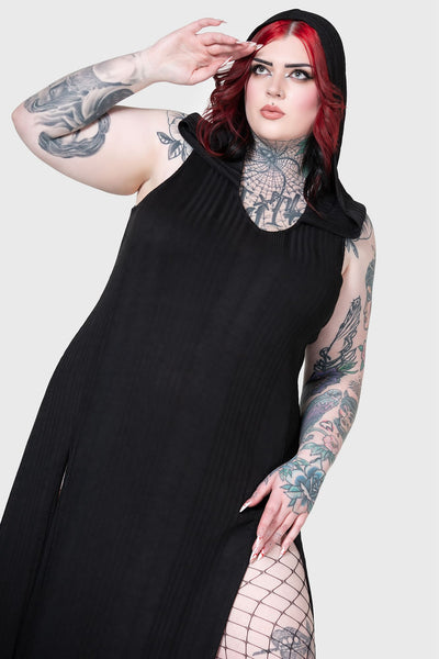 hooded black dress Thom Krom Wrap bust 37.8 in Black jersey hooded dress with