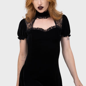 Julienne Velvet Keyhole Dress [B]