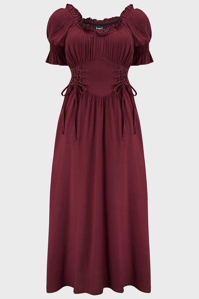 short sleeve red maxi dress Short Sleeve Maxi Dress with Ruched Top