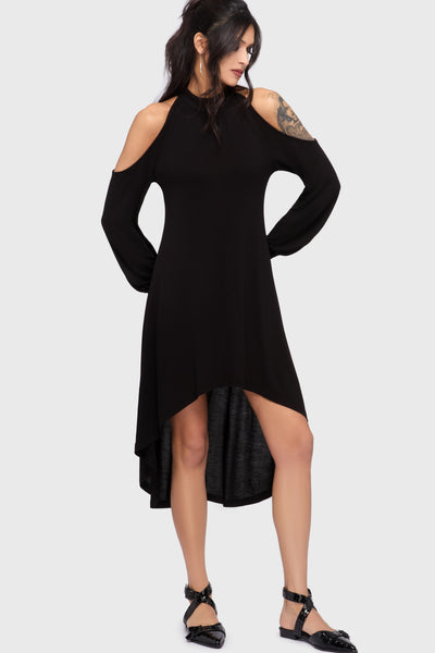 black cold shoulder dress Kihilist Obsidienne Cold Shoulder Dress