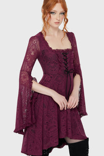 Killing Kisses Lace Maiden Dress Plum