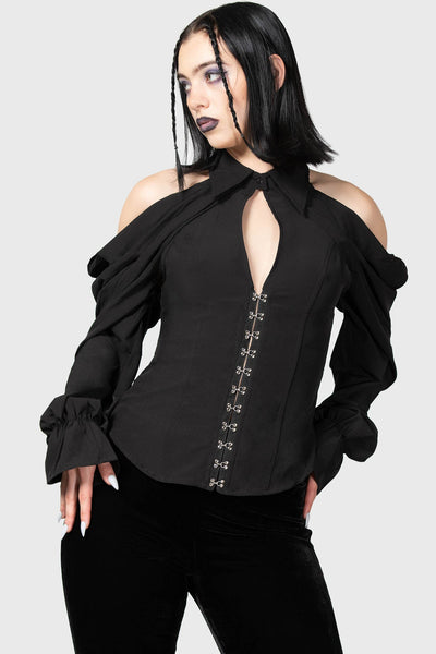 Beatrix Black Lace Long Sleeve Crop Top – Beginning Boutique US