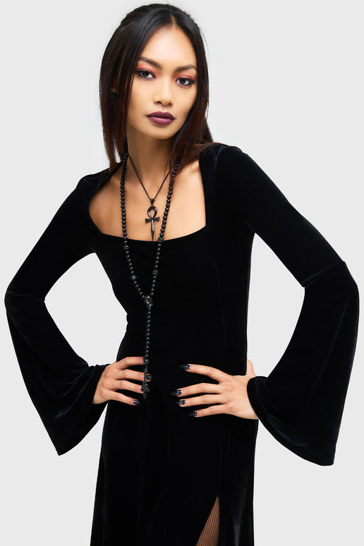 Killstar Pandoras Rose Maxi Dress Black Red main image 1