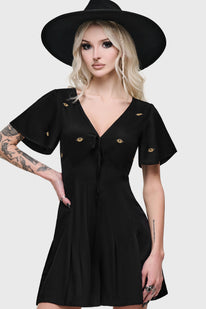 black gothic dress short Black Goth Mini Dress | Goth Dress | Wednesday Dress | Punk Dress