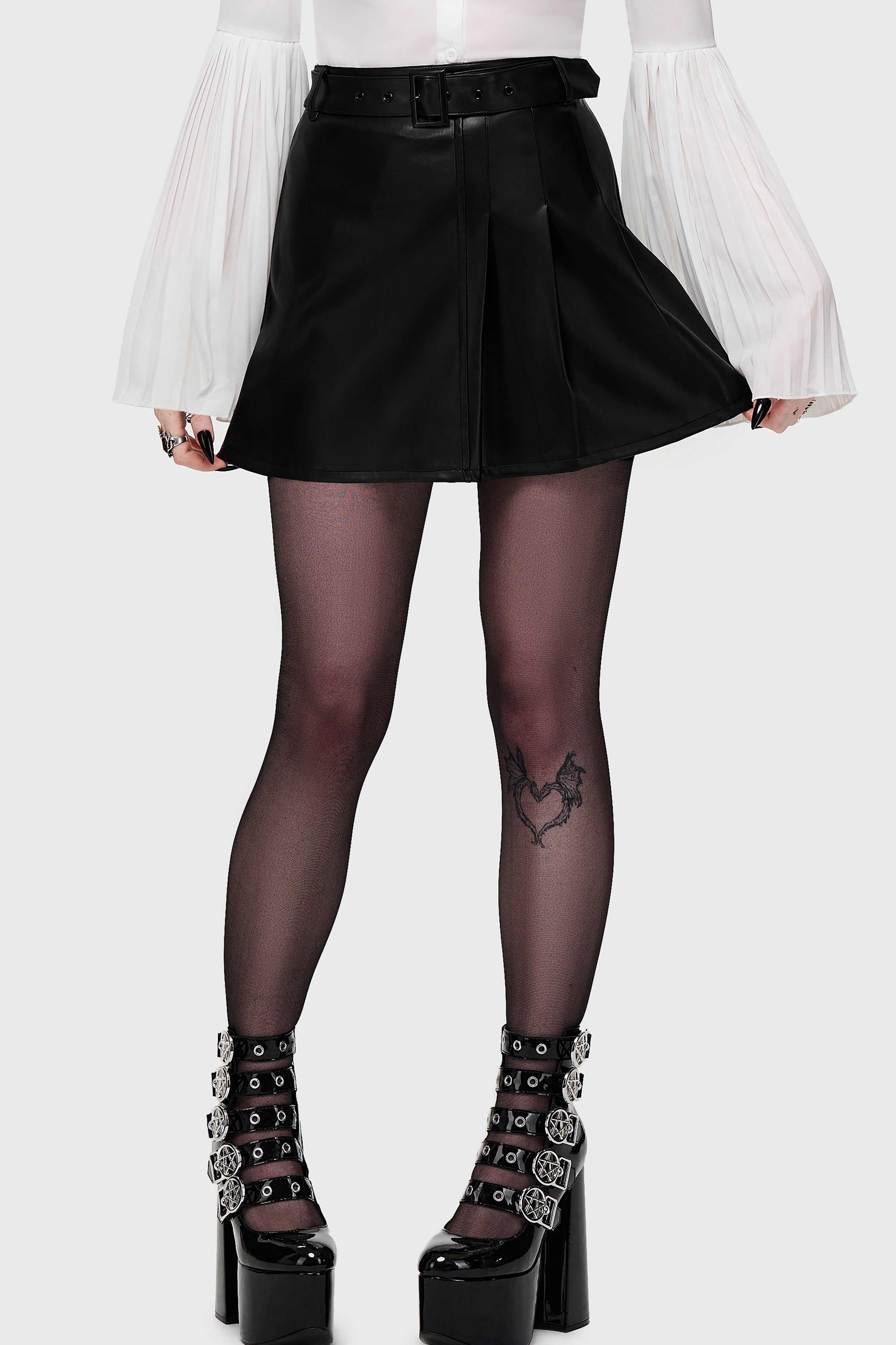 Noir Half Pleat Mini Skirt ‐ KILLSTAR